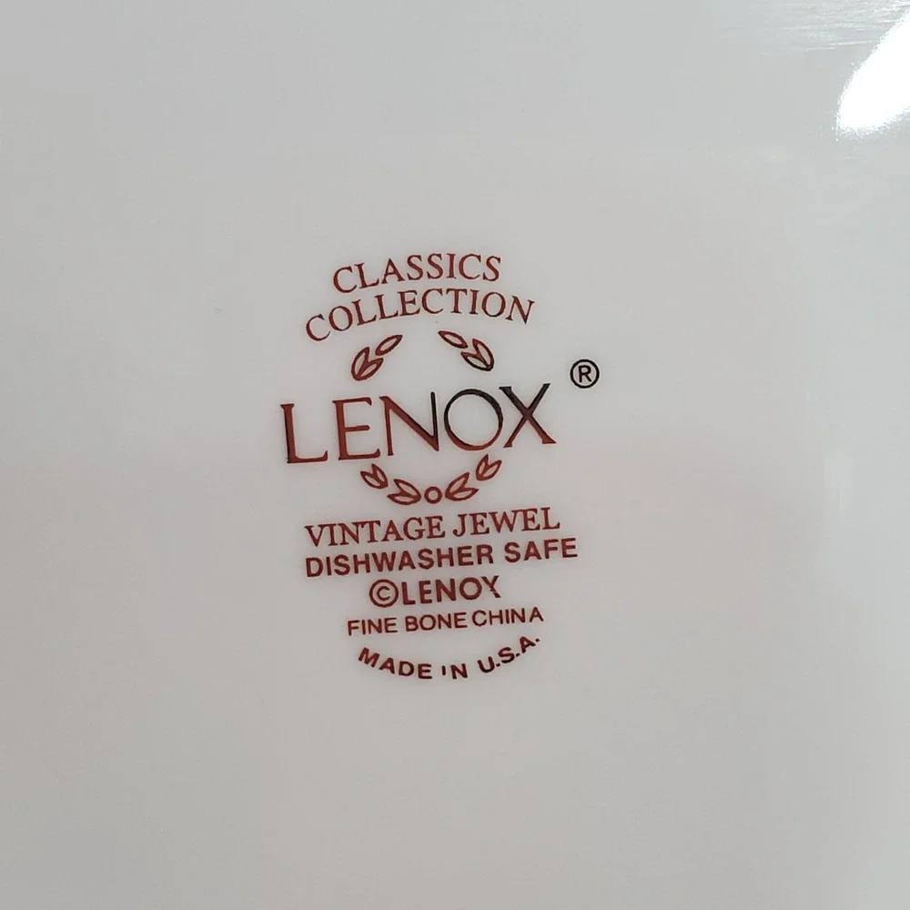 Lenox Vintage Jewel Bread Plate Set 5 White Black Classics Collection